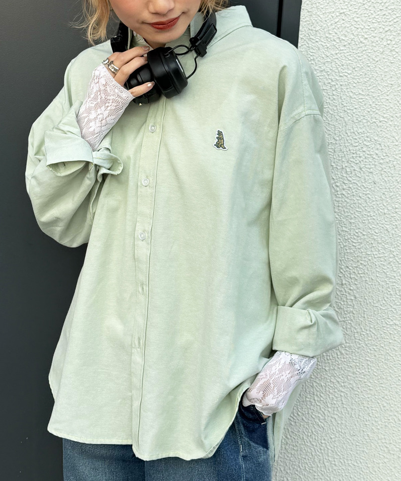 【m:rex】ミニ恐竜ワッペンオックスシャツ 詳細画像 グリーン 1