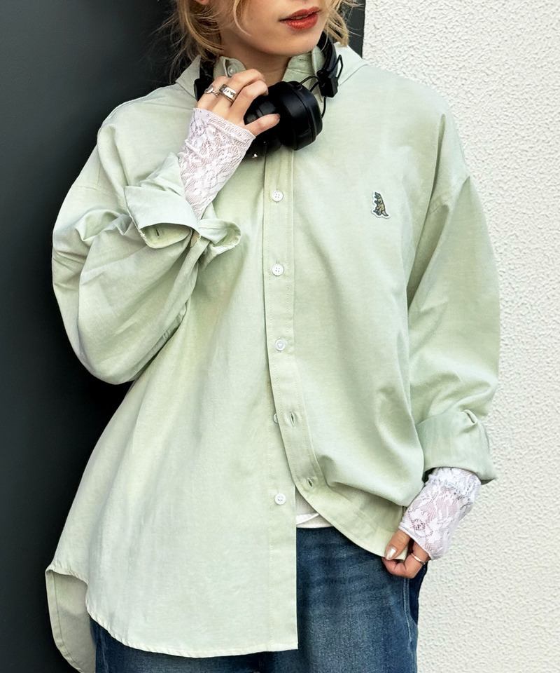 【m:rex】ミニ恐竜ワッペンオックスシャツ 詳細画像 グリーン 2