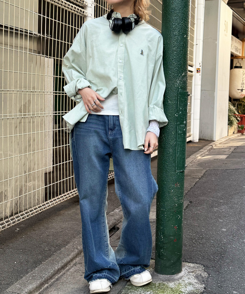 【m:rex】ミニ恐竜ワッペンオックスシャツ 詳細画像 グリーン 3