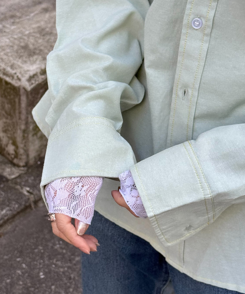 【m:rex】ミニ恐竜ワッペンオックスシャツ 詳細画像 グリーン 4