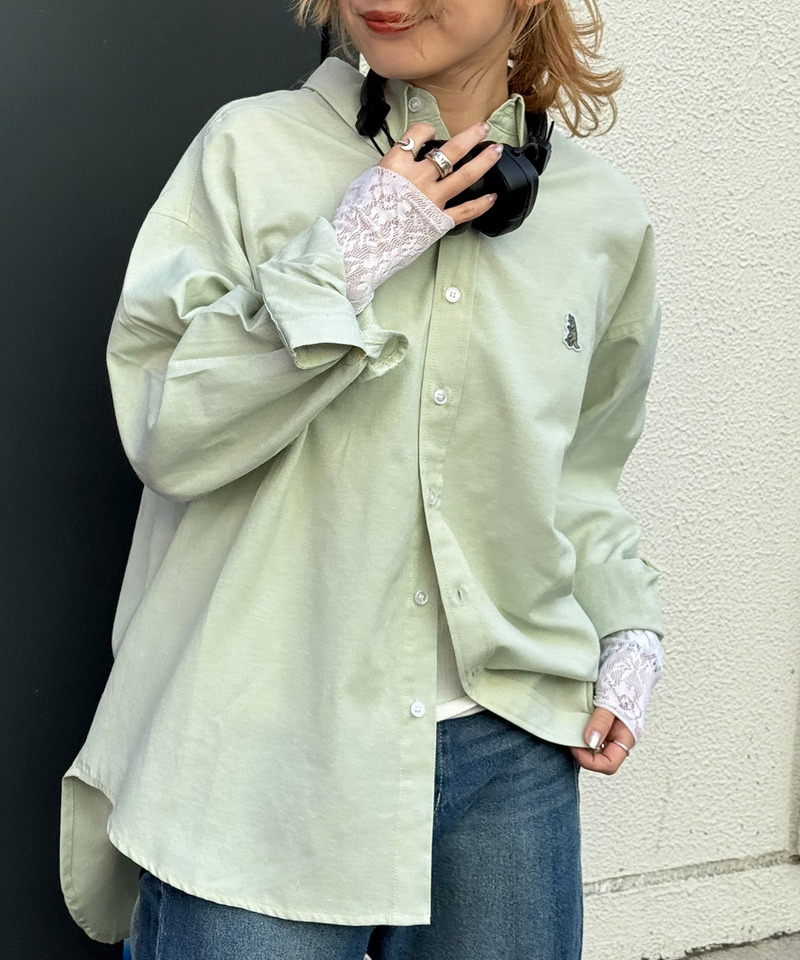 【m:rex】ミニ恐竜ワッペンオックスシャツ 詳細画像 グリーン 6