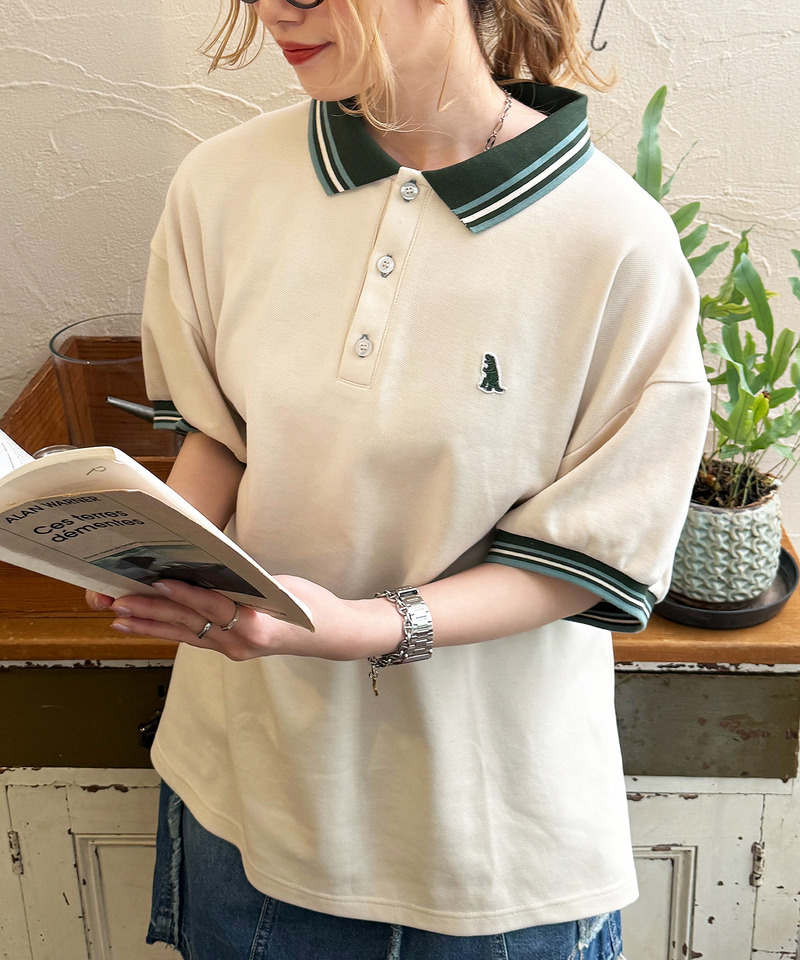 【m:rex】ラインリブポロシャツ 詳細画像 オフホワイト 3