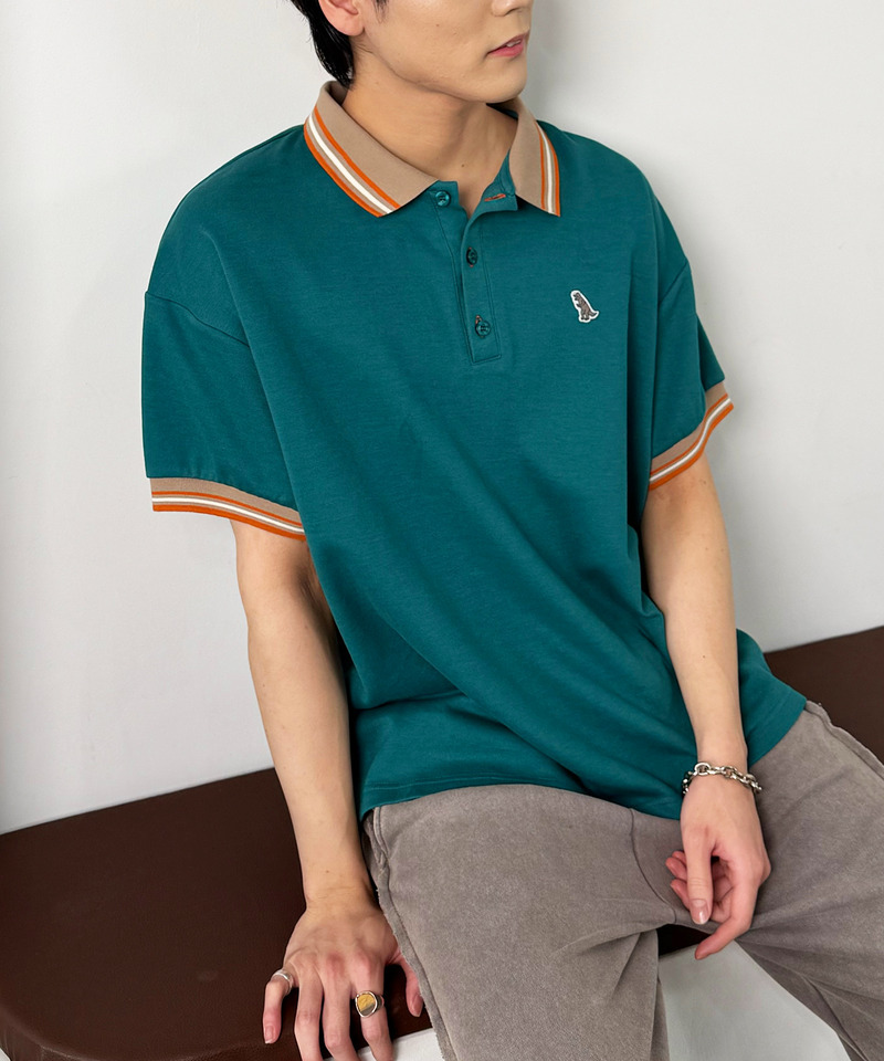 【m:rex】ラインリブポロシャツ 詳細画像 グリーン 1