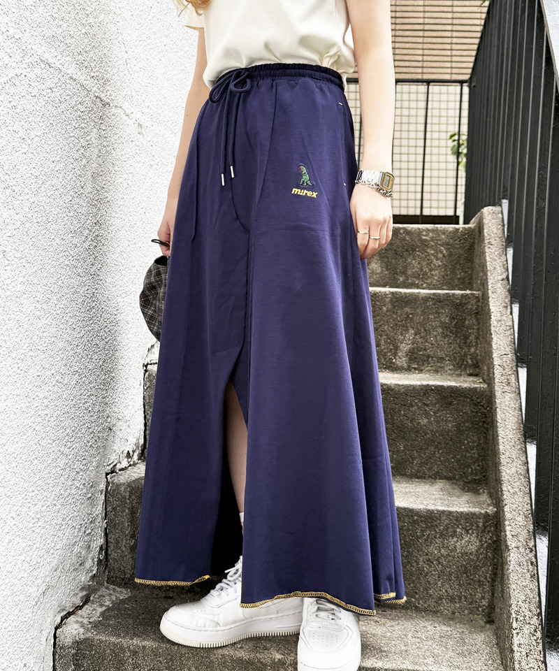 【m:rex】ミニ恐竜刺しゅうスリットAラインスカート 詳細画像 ネイビー 5