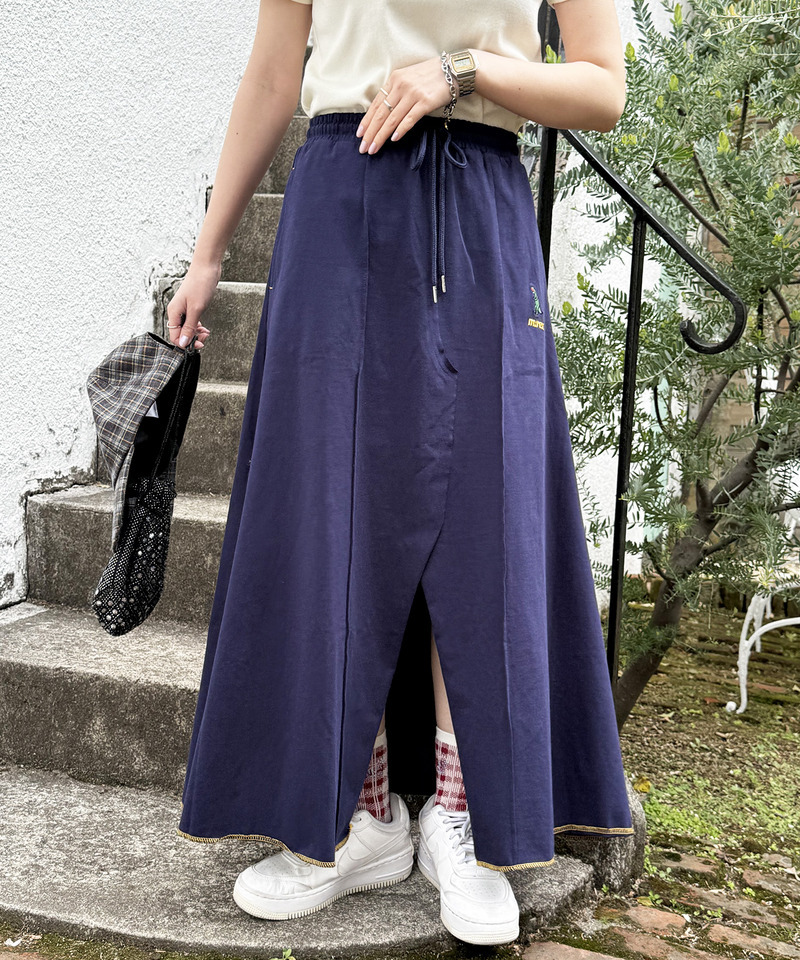 【m:rex】ミニ恐竜刺しゅうスリットAラインスカート 詳細画像 ネイビー 7