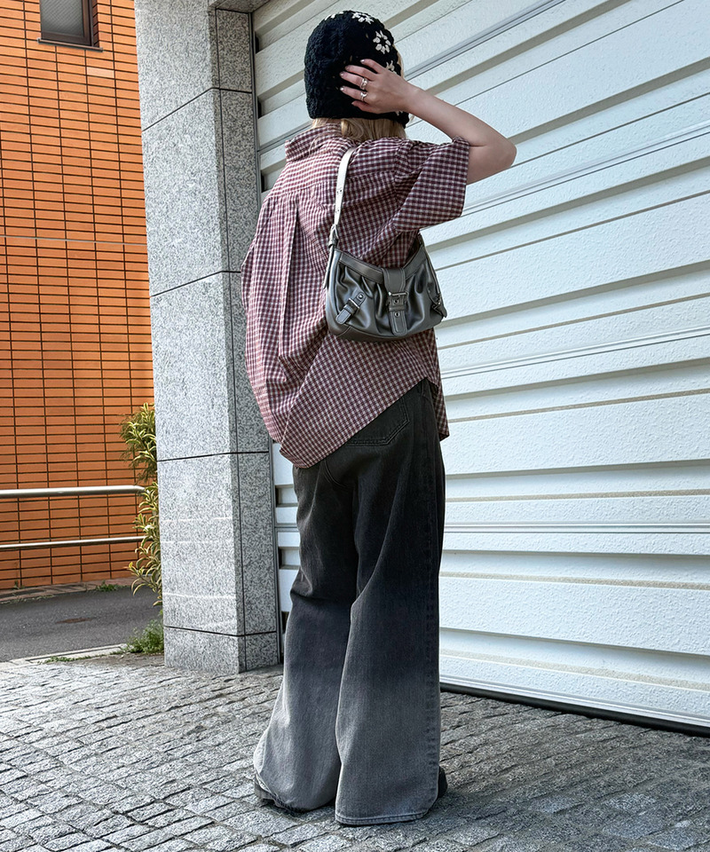 【m:rex】ミニ恐竜ワッペン半袖チェックシャツ 詳細画像 レッド 7