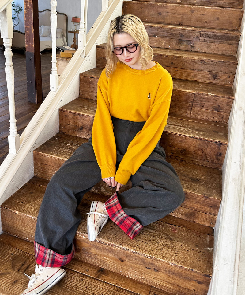 【m:rex】ミニ恐竜ワッペンもちもちニットプルオーバー 詳細画像 イエロー 12