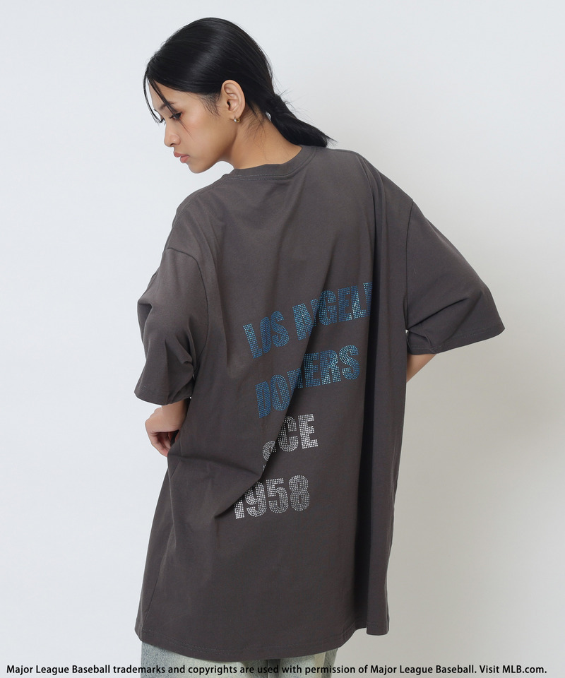【MLB】Rhinestone-Embellished Tee 詳細画像 ブルー系 1