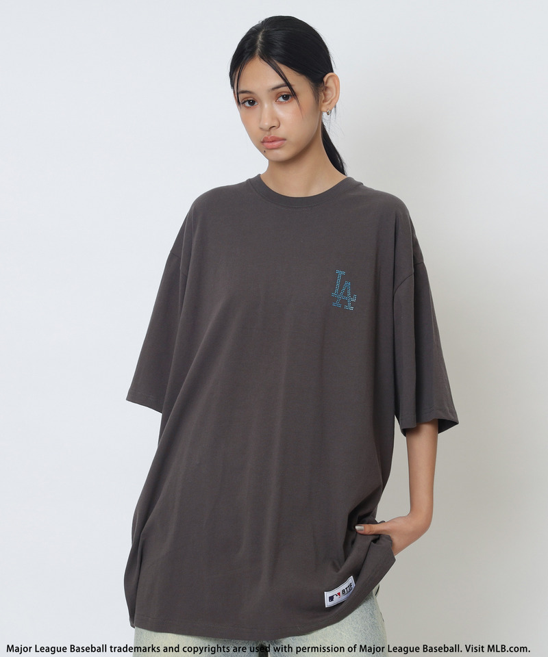 【MLB】Rhinestone-Embellished Tee 詳細画像 ブルー系 2