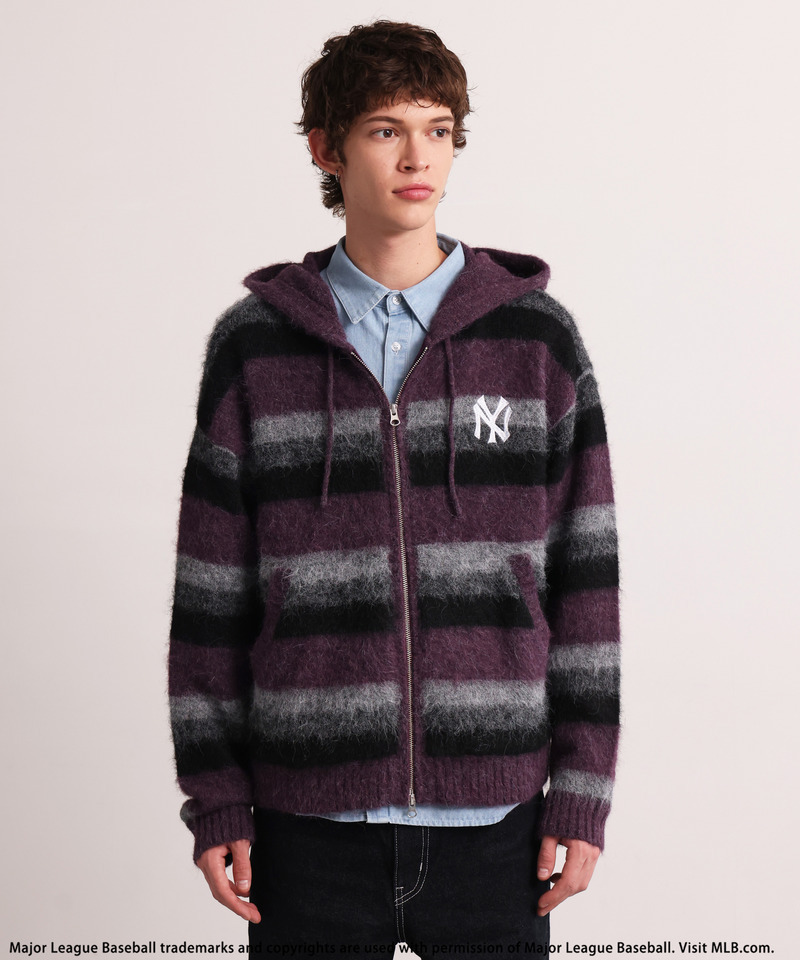 【MLB】Knit Zip Hoodie 詳細画像 パープル 1