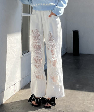 ダメージレースデニム