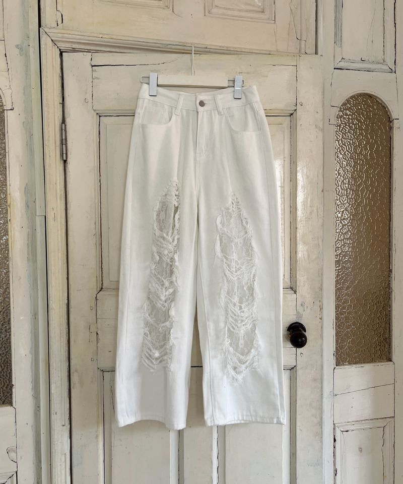 ダメージレースデニム 詳細画像 ホワイトデニム 10