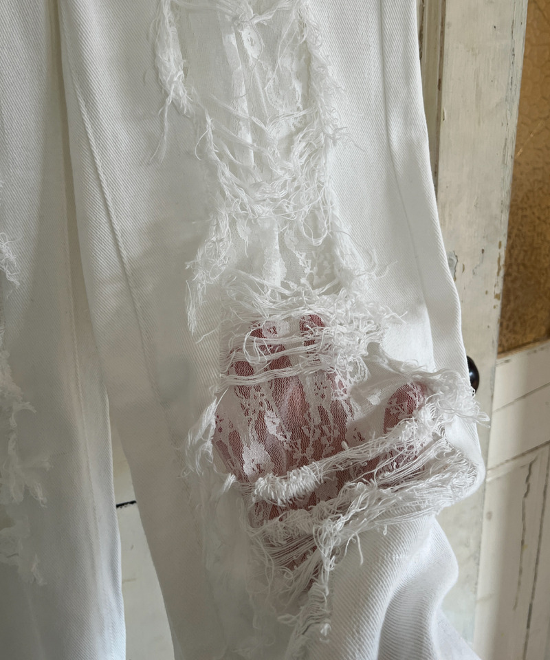 ダメージレースデニム 詳細画像 ホワイトデニム 8