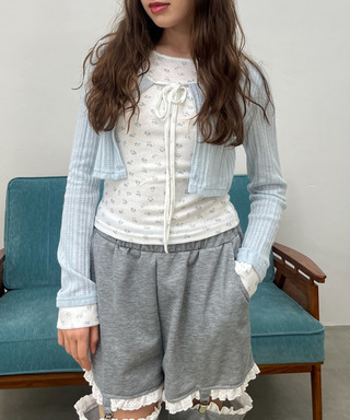 小花柄パッチワークトップス