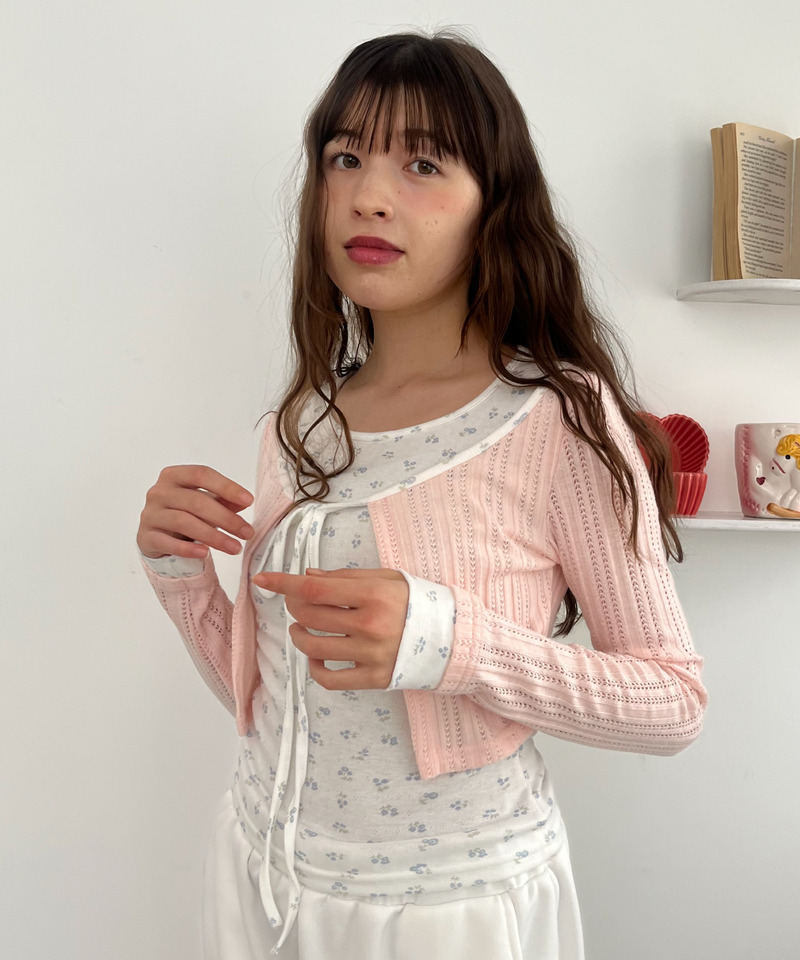 小花柄パッチワークトップス 詳細画像 ピンク 5