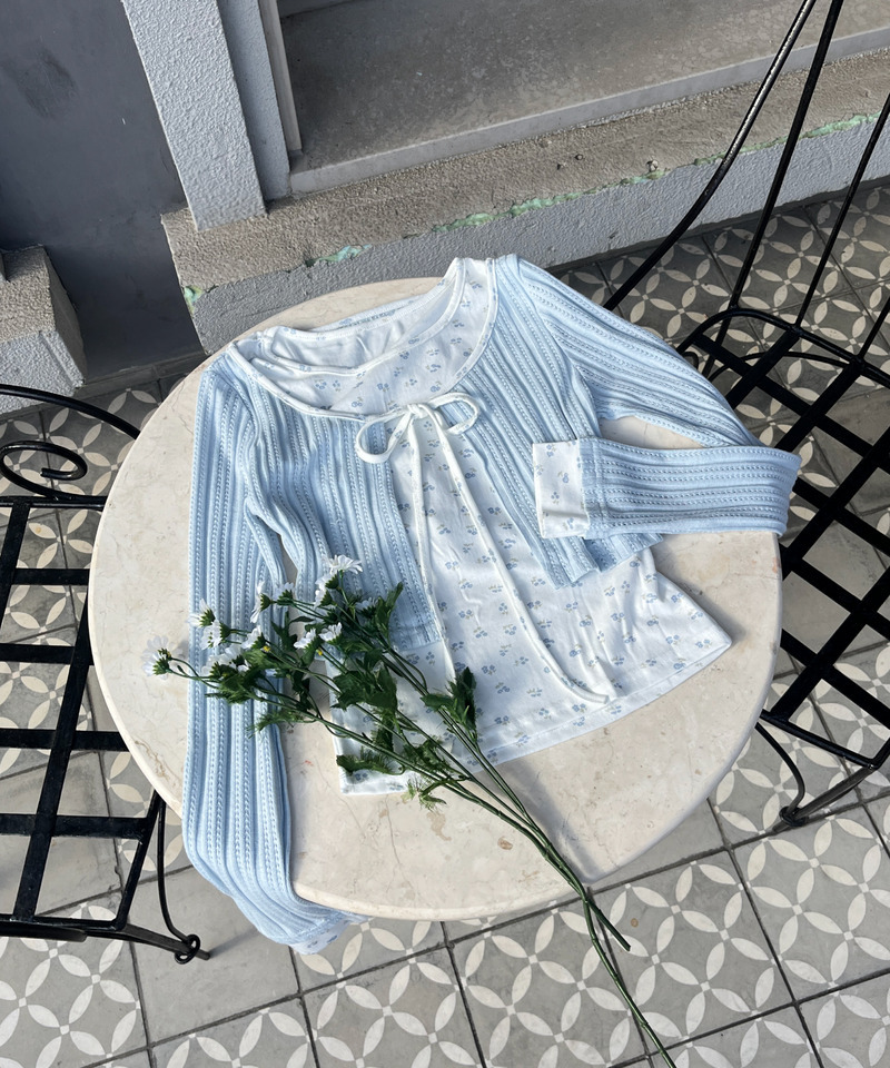 小花柄パッチワークトップス 詳細画像 ブルー 17