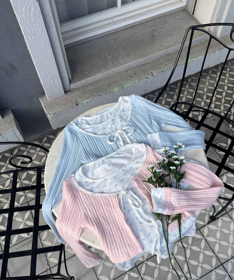 小花柄パッチワークトップス 詳細画像 ブルー 18