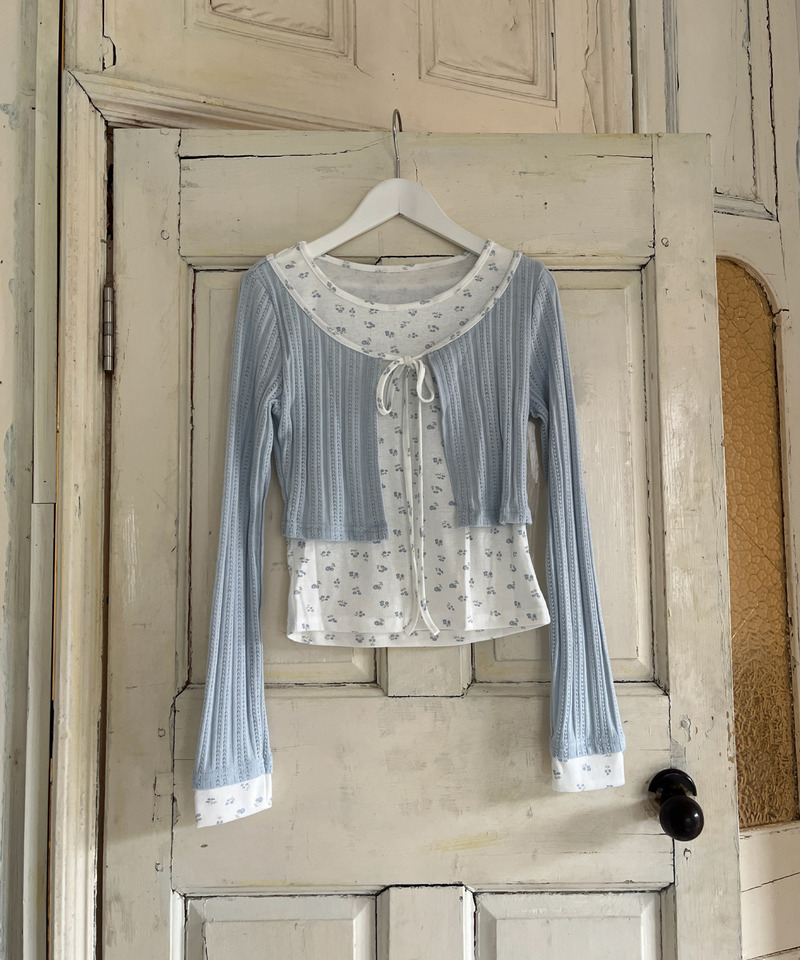 小花柄パッチワークトップス 詳細画像 ブルー 19