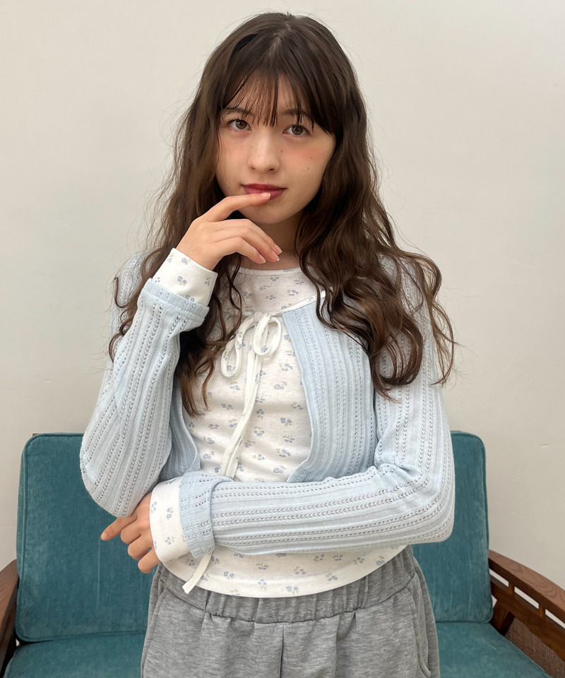 小花柄パッチワークトップス 詳細画像 ブルー 2