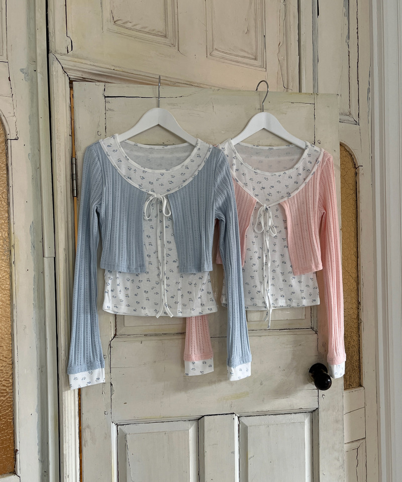 小花柄パッチワークトップス 詳細画像 ブルー 20