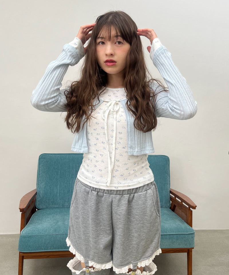 小花柄パッチワークトップス 詳細画像 ブルー 8