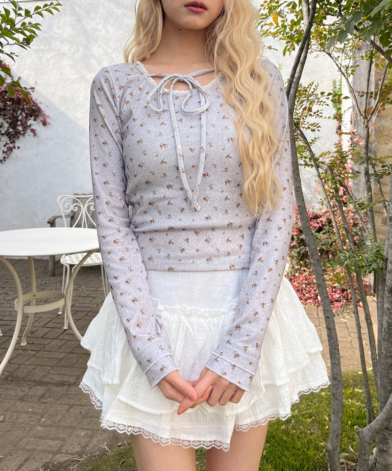 フラワーカットトップス 詳細画像 グレー 1