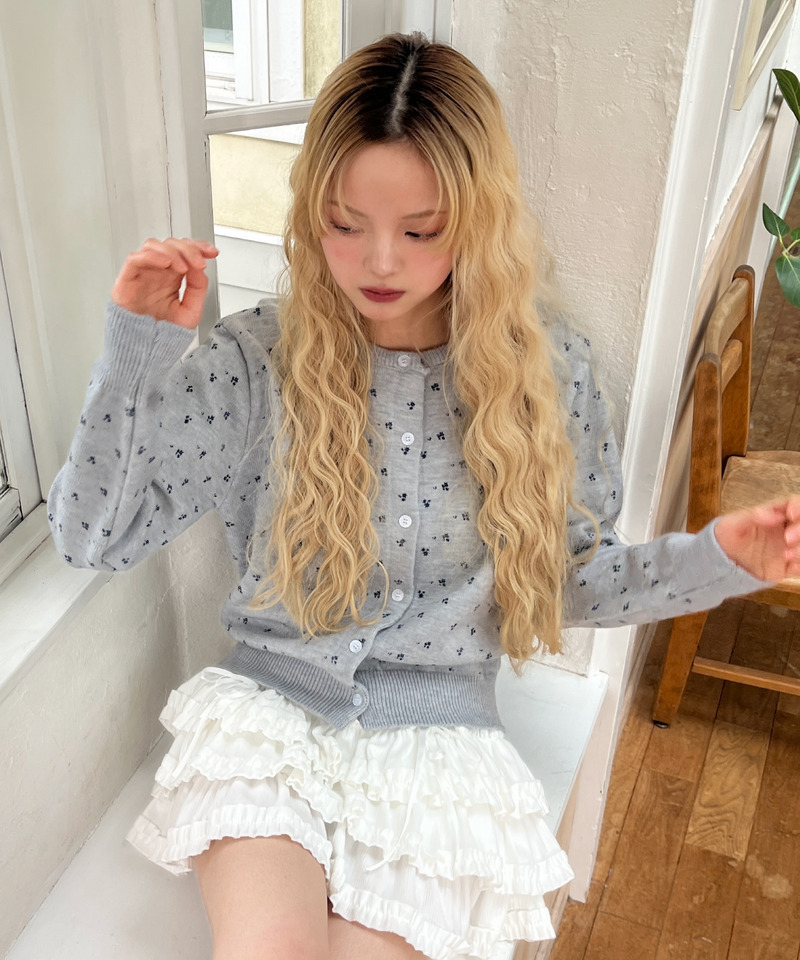 小花柄カーディガン 詳細画像 グレー 14