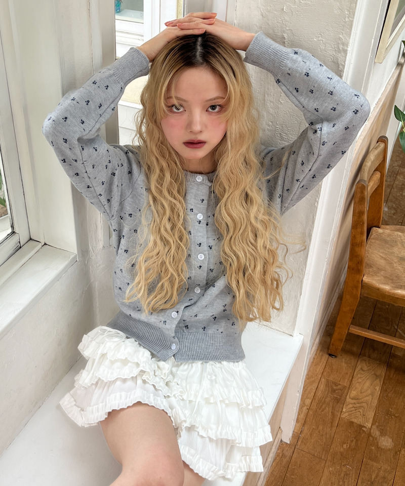 小花柄カーディガン 詳細画像 グレー 15