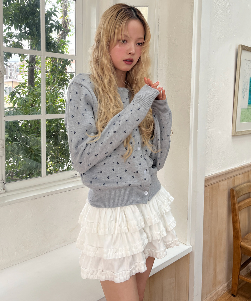 小花柄カーディガン 詳細画像 グレー 21