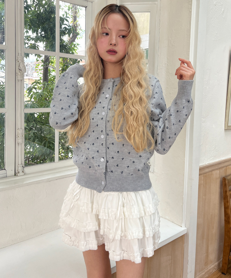 小花柄カーディガン 詳細画像 グレー 3