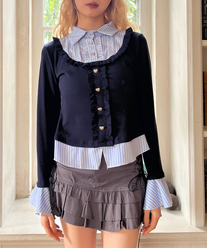 フリルレイヤードトップス 詳細画像 ネイビー 1