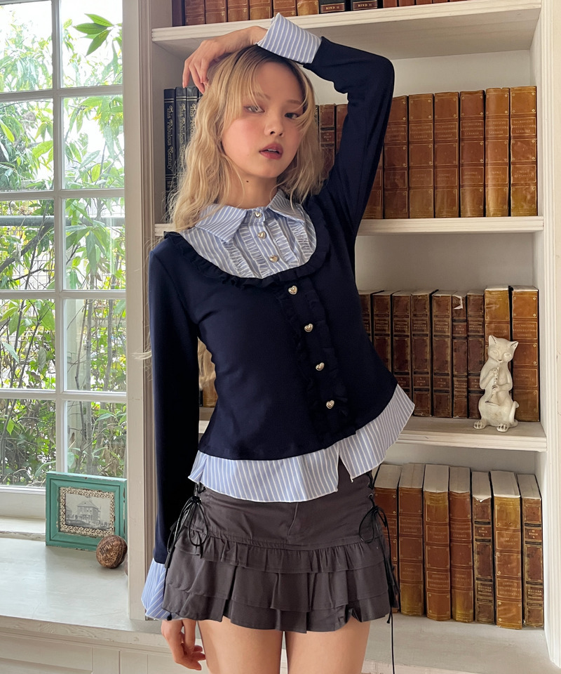 フリルレイヤードトップス 詳細画像 ネイビー 14