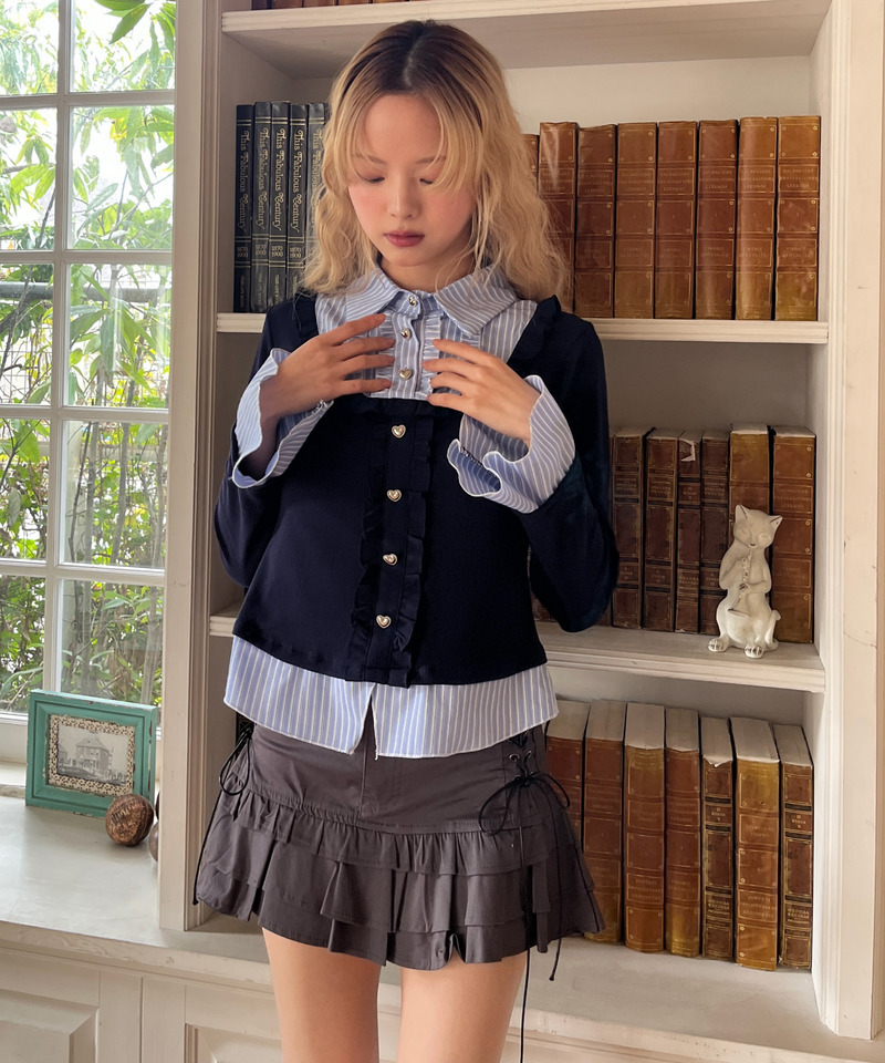 フリルレイヤードトップス 詳細画像 ネイビー 15