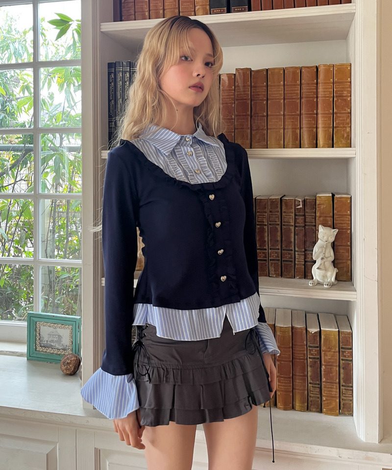 フリルレイヤードトップス 詳細画像 ネイビー 16