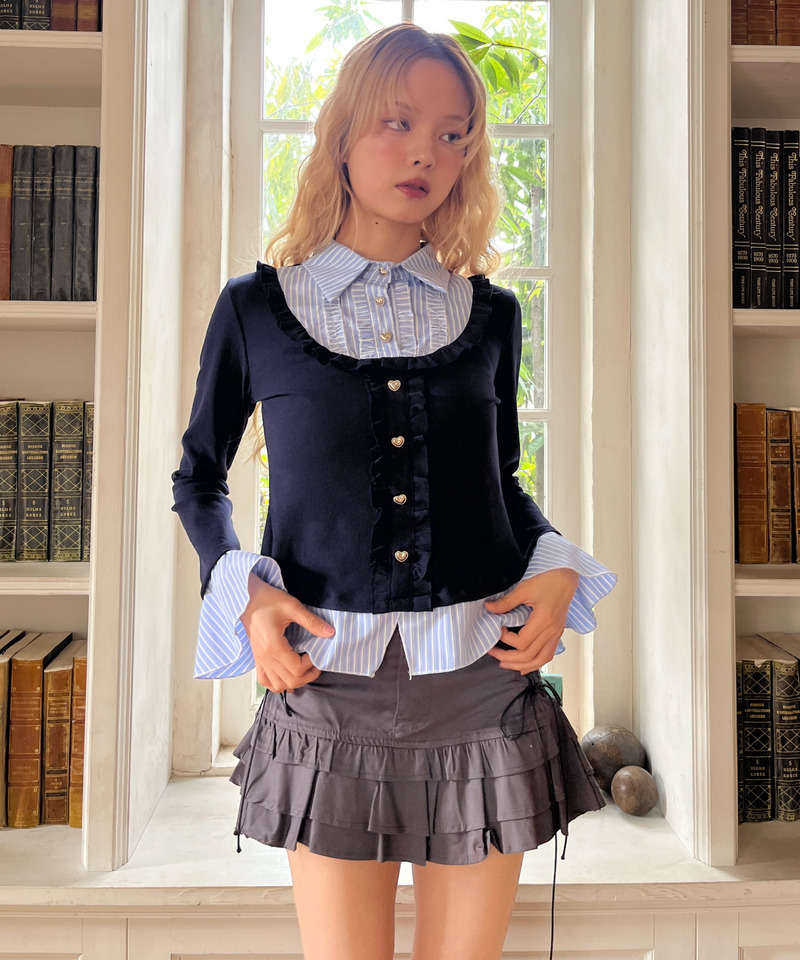 フリルレイヤードトップス 詳細画像 ネイビー 19