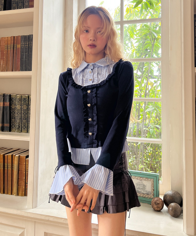 フリルレイヤードトップス 詳細画像 ネイビー 2