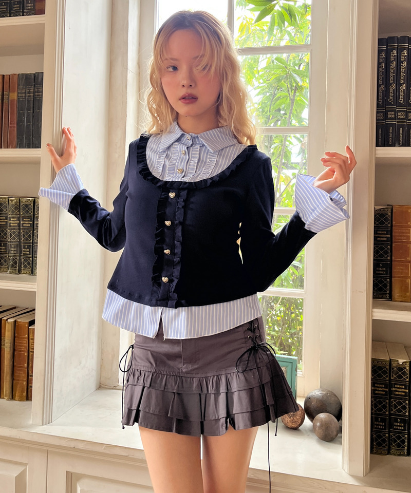 フリルレイヤードトップス 詳細画像 ネイビー 3