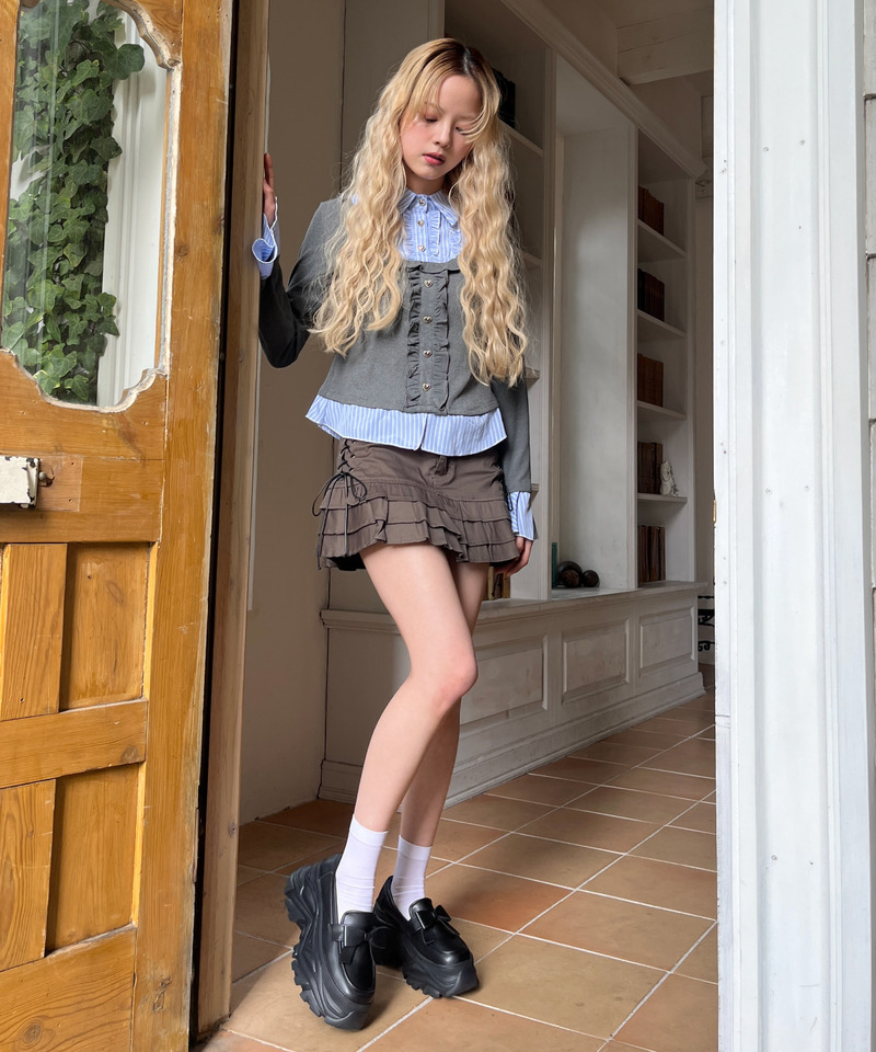 フリルレイヤードトップス 詳細画像 グレー 15