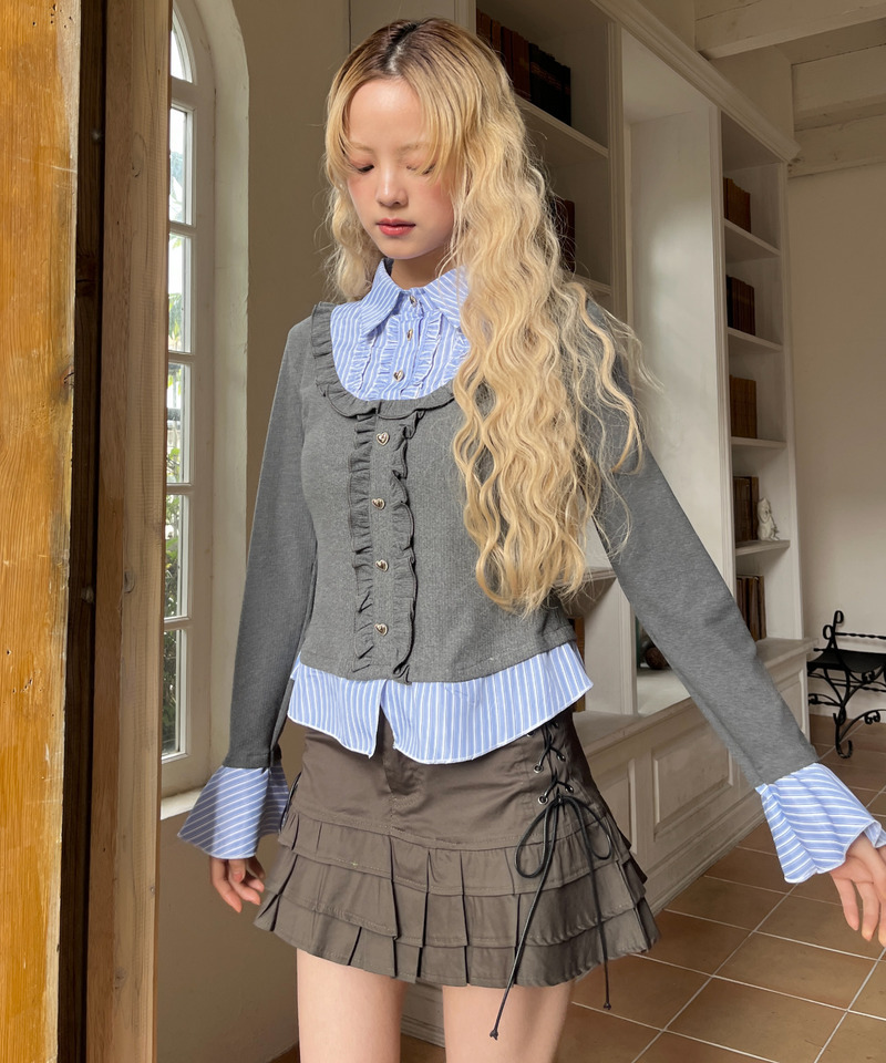 フリルレイヤードトップス 詳細画像 グレー 17