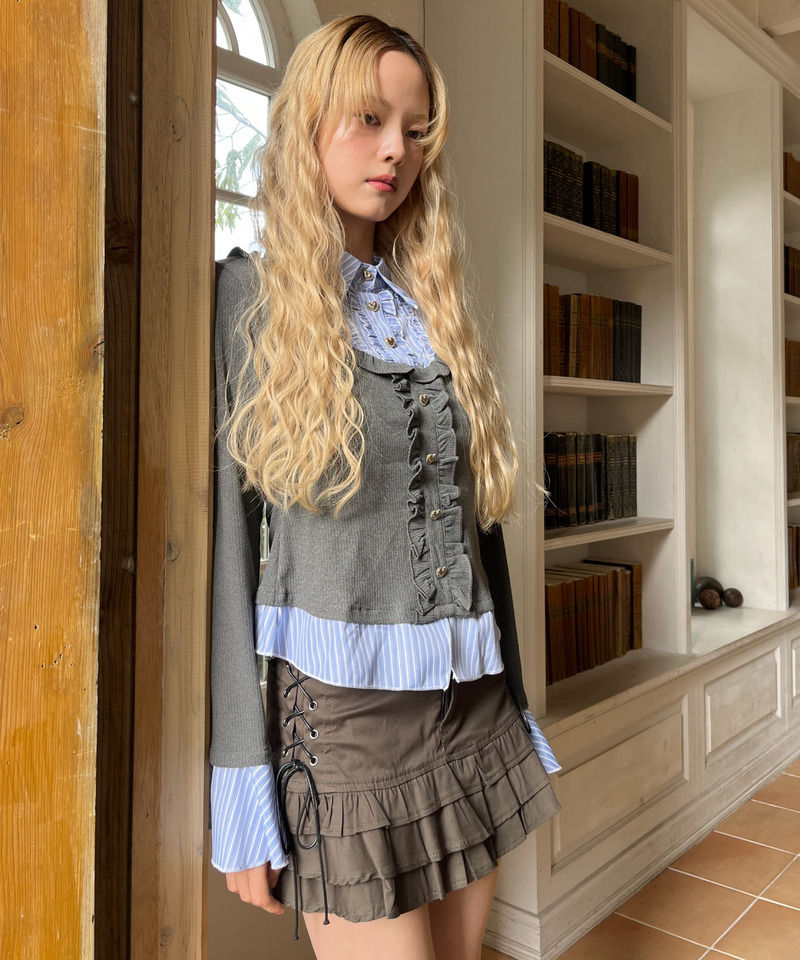 フリルレイヤードトップス 詳細画像 グレー 2