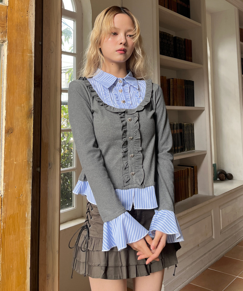 フリルレイヤードトップス 詳細画像 グレー 20