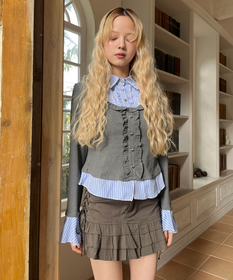 フリルレイヤードトップス 詳細画像 グレー 24