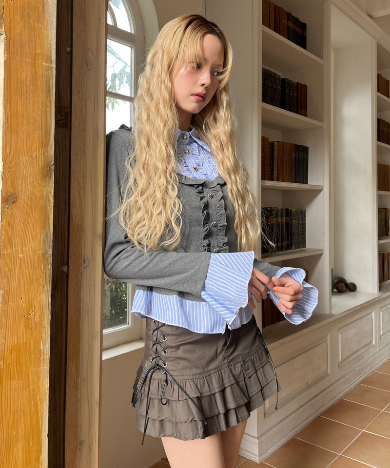 フリルレイヤードトップス 詳細画像 グレー 3