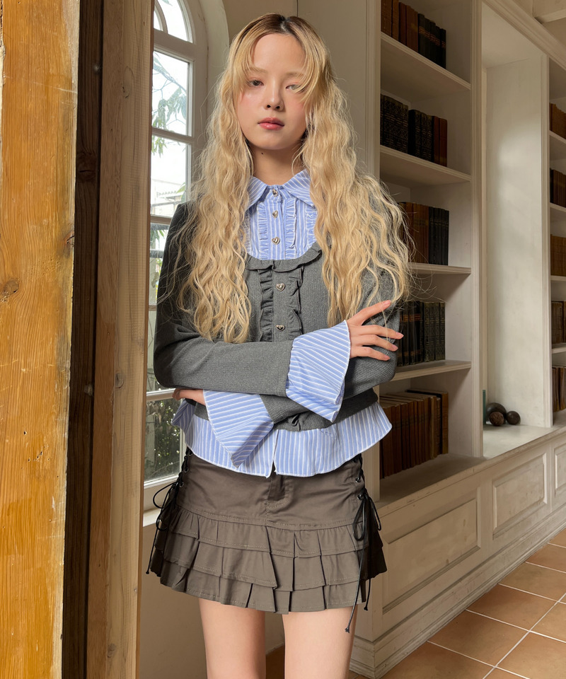 フリルレイヤードトップス 詳細画像 グレー 6