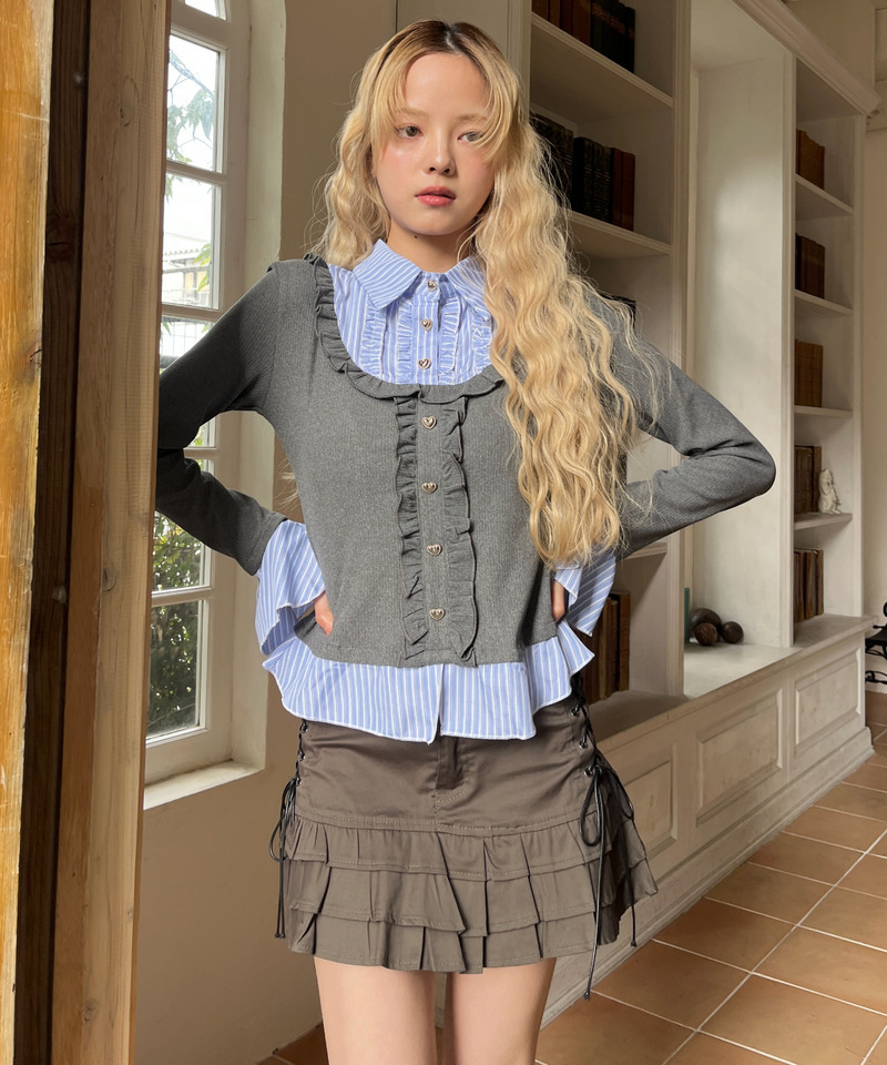 フリルレイヤードトップス 詳細画像 グレー 8