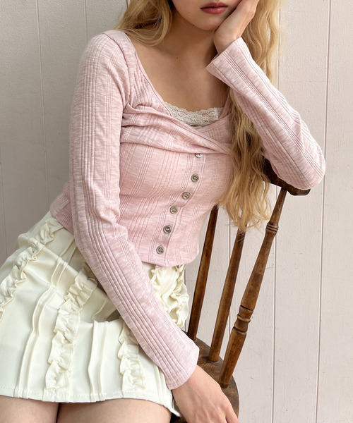 ボタンカットトップス 詳細画像