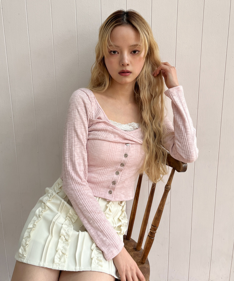 ボタンカットトップス 詳細画像 ピンク 11