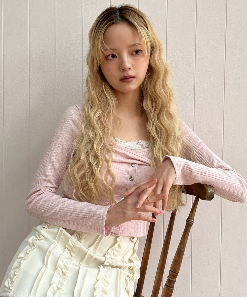 ボタンカットトップス 詳細画像 ピンク 4