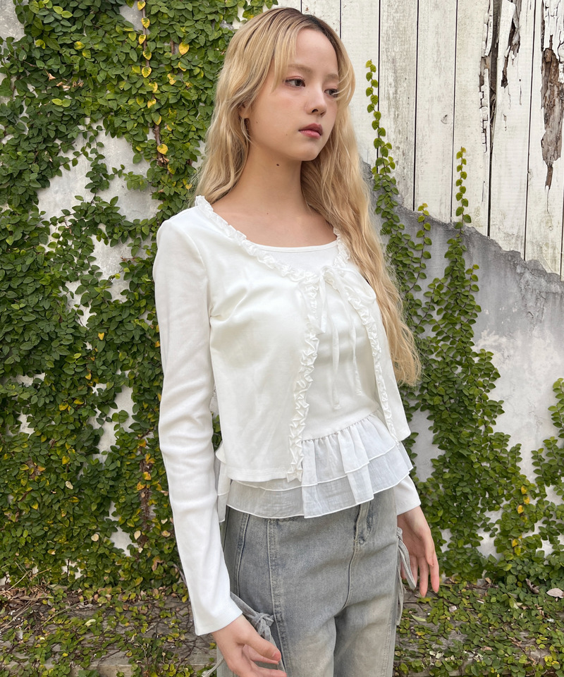 ティアードフリルカットトップス 詳細画像 オフホワイト 16