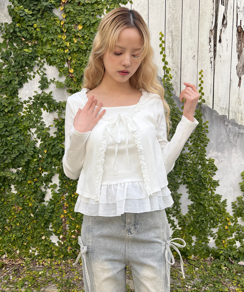 ティアードフリルカットトップス 詳細画像 オフホワイト 17